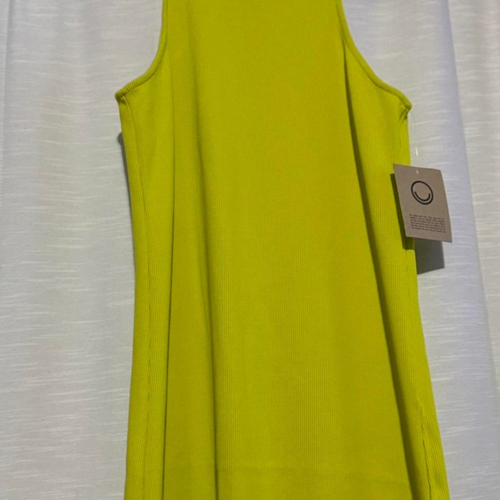 For Days Organic Cotton Ribbed Midi Dress Lime Green 140026W Size L